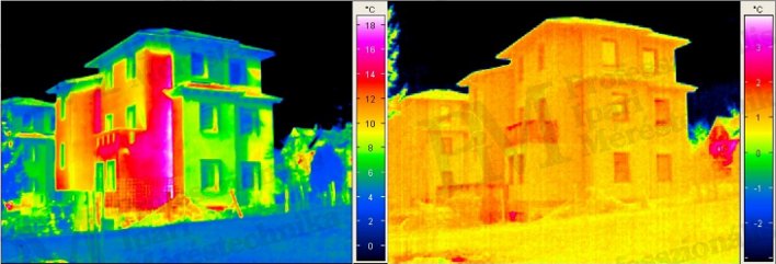 Épület-termográfia gyakorlati tanácsok a mérésekhez - Napsütés hatása (forrás: PIM)