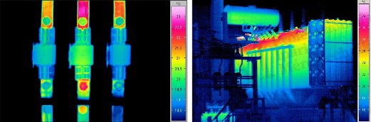 Villamos berendezések termográfiája, mérési tanácsok - Ipari biztosítékok ill. ipari transzformátor felmérése (forrás: Infratec)