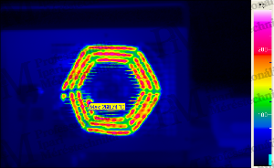 hősugárzó felvétele 2m távolságból 1,5 mrad felbontással (maximum érték: 261°C)