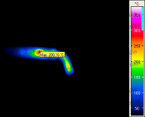 Lötspitze mit sehr schlechtem Fokus (max. Wert: 280 "C)